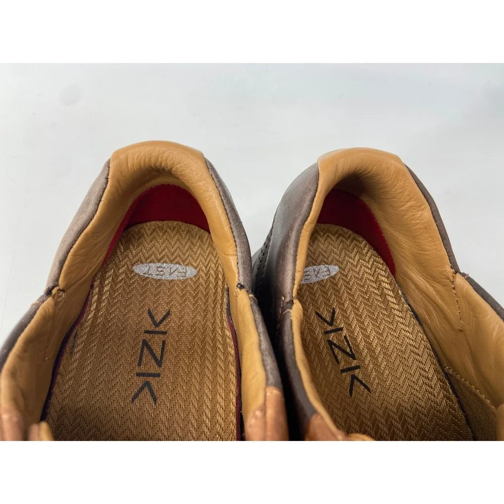 Kizik Boston Sneakers Mens 7.5 Brown Leather Casual Comfort Hands Free